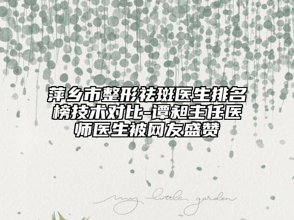 萍乡市整形祛斑医生排名榜技术对比-谭昶主任医师医生被网友盛赞