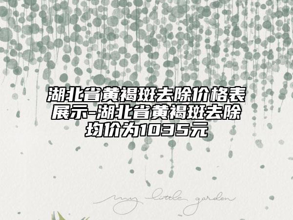 湖北省黄褐斑去除价格表展示-湖北省黄褐斑去除均价为1035元
