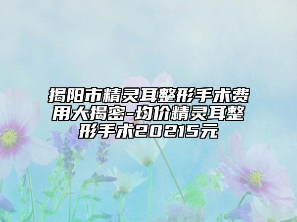 揭阳市精灵耳整形手术费用大揭密-均价精灵耳整形手术20215元
