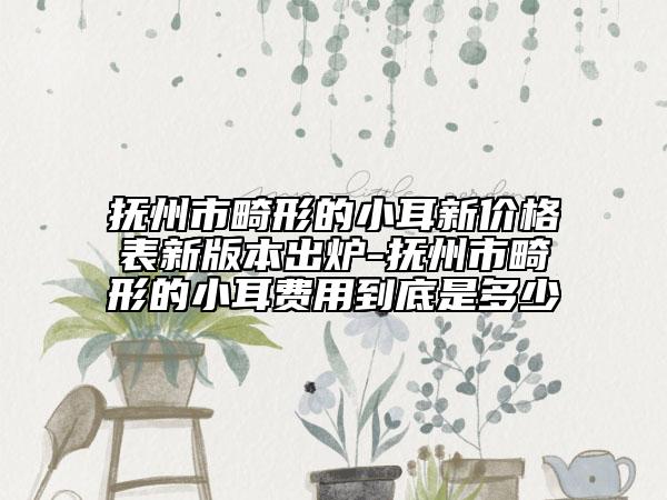 抚州市畸形的小耳新价格表新版本出炉-抚州市畸形的小耳费用到底是多少