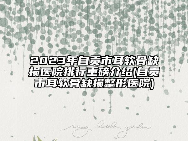2023年自贡市耳软骨缺损医院排行重磅介绍(自贡市耳软骨缺损整形医院)