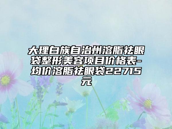 大理白族自治州溶脂祛眼袋整形美容项目价格表-均价溶脂祛眼袋22715元