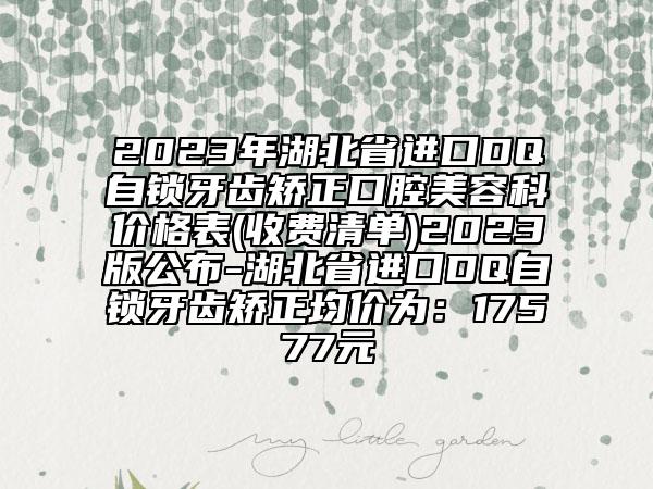 2023年湖北省进口DQ自锁牙齿矫正口腔美容科价格表(收费清单)2023版公布-湖北省进口DQ自锁牙齿矫正均价为：17577元