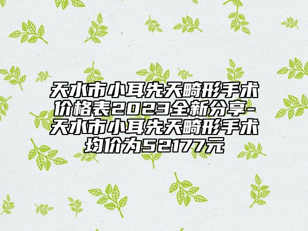 天水市小耳先天畸形手术价格表2023全新分享-天水市小耳先天畸形手术均价为52177元