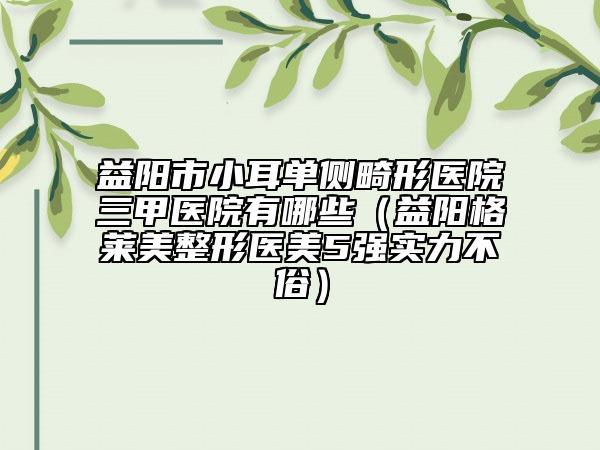 益阳市小耳单侧畸形医院三甲医院有哪些（益阳格莱美整形医美5强实力不俗）
