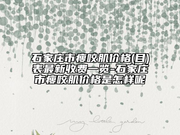石家庄市瘦咬肌价格(目)表最新收费一览-石家庄市瘦咬肌价格是怎样呢