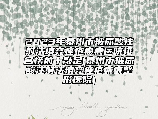 2023年泰州市玻尿酸注射法填充痤疮瘢痕医院排名榜前十敲定(泰州市玻尿酸注射法填充痤疮瘢痕整形医院)