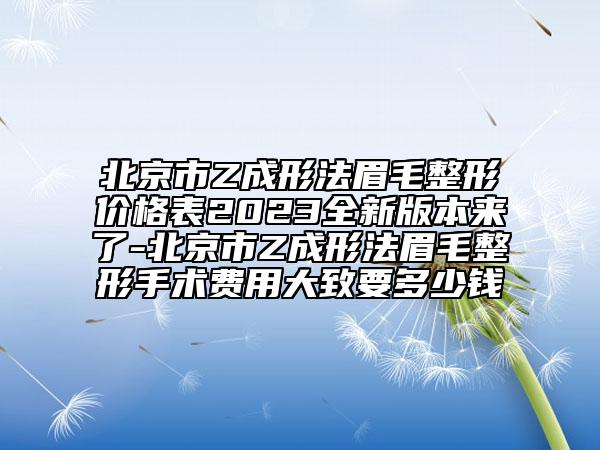 北京市Z成形法眉毛整形价格表2023全新版本来了-北京市Z成形法眉毛整形手术费用大致要多少钱