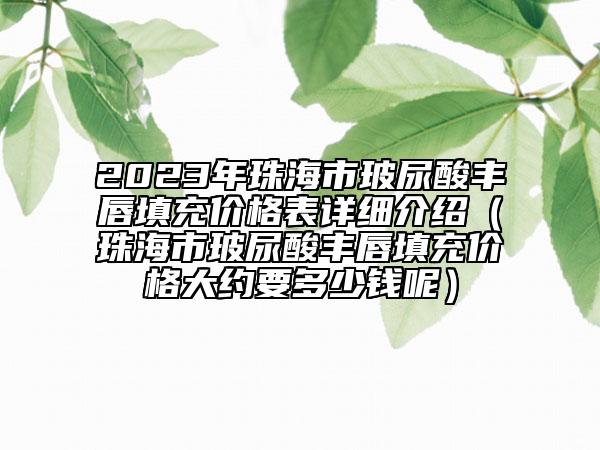 2023年珠海市玻尿酸丰唇填充价格表详细介绍（珠海市玻尿酸丰唇填充价格大约要多少钱呢）