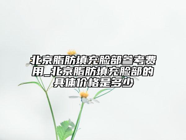 北京脂肪填充脸部参考费用_北京脂肪填充脸部的具体价格是多少