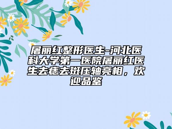 屠丽红整形医生-河北医科大学第一医院屠丽红医生去痣去斑压轴亮相，欢迎品鉴