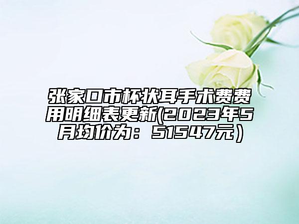 张家口市杯状耳手术费费用明细表更新(2023年5月均价为：51547元）
