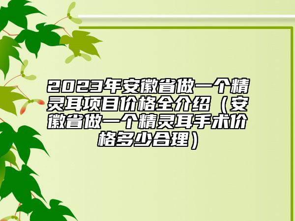 2023年安徽省做一个精灵耳项目价格全介绍（安徽省做一个精灵耳手术价格多少合理）