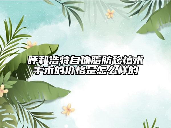 呼和浩特自体脂肪移植术手术的价格是怎么样的
