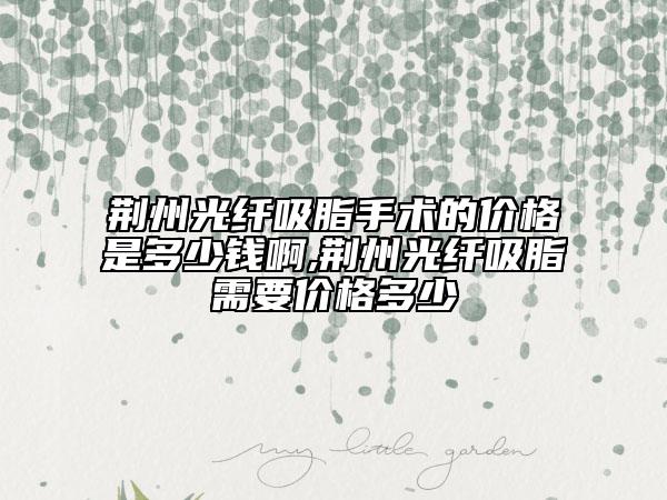 荆州光纤吸脂手术的价格是多少钱啊,荆州光纤吸脂需要价格多少