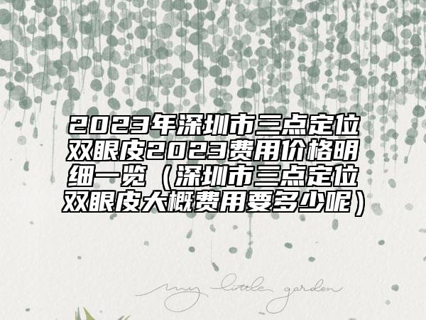 2023年深圳市三点定位双眼皮2023费用价格明细一览（深圳市三点定位双眼皮大概费用要多少呢）