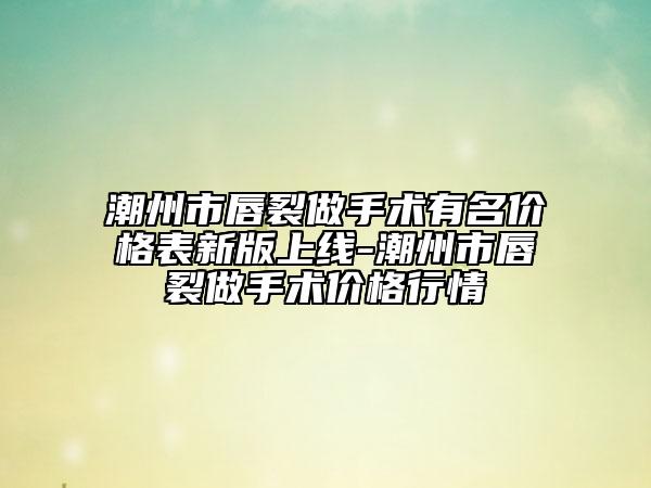 潮州市唇裂做手术有名价格表新版上线-潮州市唇裂做手术价格行情