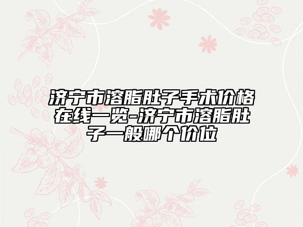 济宁市溶脂肚子手术价格在线一览-济宁市溶脂肚子一般哪个价位