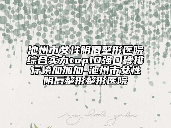 池州市女性阴唇整形医院综合实力top10强口碑排行榜加加加-池州市女性阴唇整形整形医院