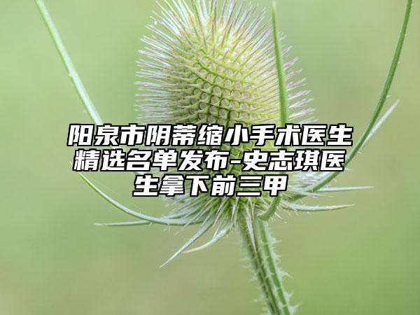 阳泉市阴蒂缩小手术医生精选名单发布-史志琪医生拿下前三甲