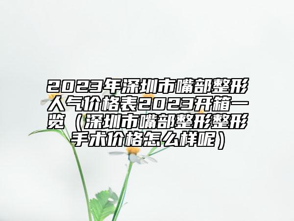 2023年深圳市嘴部整形人气价格表2023开箱一览（深圳市嘴部整形整形手术价格怎么样呢）