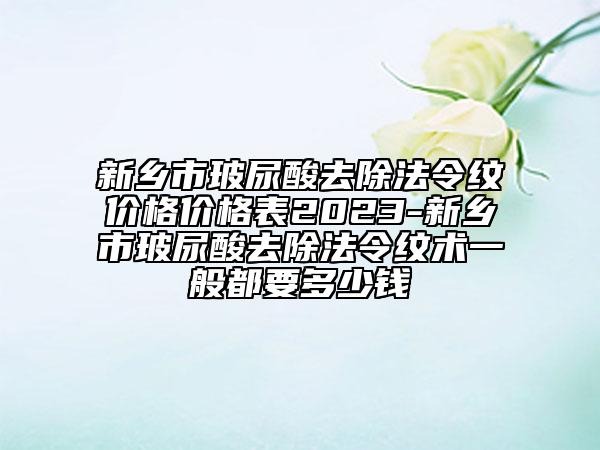 新乡市玻尿酸去除法令纹价格价格表2023-新乡市玻尿酸去除法令纹术一般都要多少钱