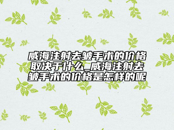 威海注射去皱手术的价格取决于什么_威海注射去皱手术的价格是怎样的呢