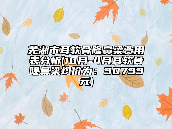 芜湖市耳软骨隆鼻梁费用表分析(10月-4月耳软骨隆鼻梁均价为：30733元)