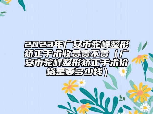 2023年广安市驼峰整形矫正手术收费贵不贵（广安市驼峰整形矫正手术价格是要多少钱）