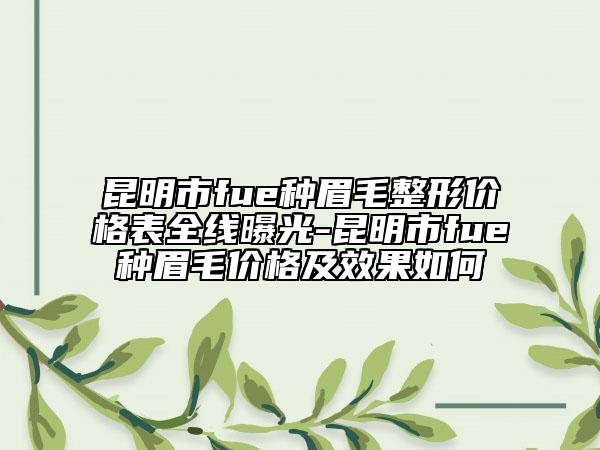 昆明市fue种眉毛整形价格表全线曝光-昆明市fue种眉毛价格及效果如何