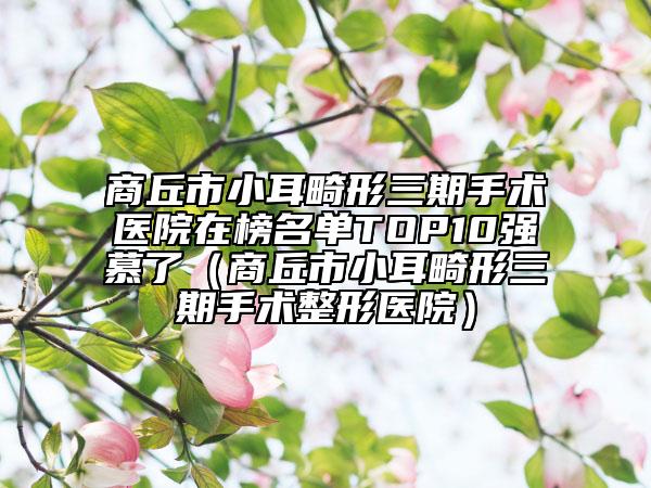 商丘市小耳畸形三期手术医院在榜名单TOP10强慕了（商丘市小耳畸形三期手术整形医院）