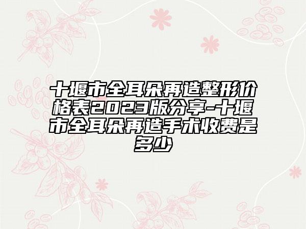 十堰市全耳朵再造整形价格表2023版分享-十堰市全耳朵再造手术收费是多少