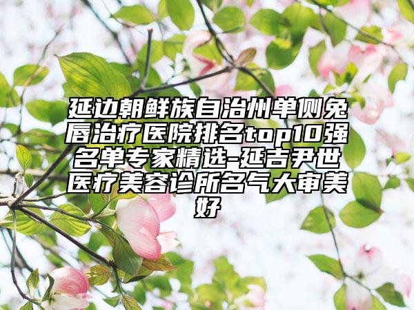 延边朝鲜族自治州单侧兔唇治疗医院排名top10强名单专家精选-延吉尹世医疗美容诊所名气大审美好