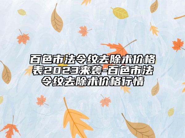 百色市法令纹去除术价格表2023来袭-百色市法令纹去除术价格行情