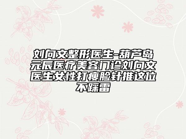 刘向文整形医生-葫芦岛元辰医疗美容门诊刘向文医生女性打瘦脸针推这位不踩雷