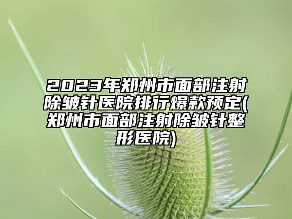 2023年郑州市面部注射除皱针医院排行爆款预定(郑州市面部注射除皱针整形医院)