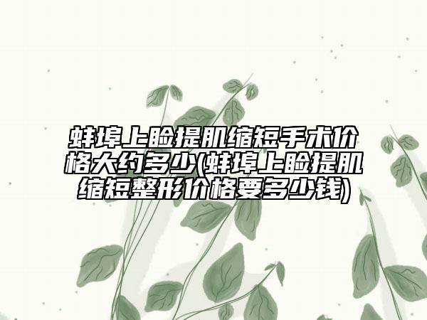 蚌埠上睑提肌缩短手术价格大约多少(蚌埠上睑提肌缩短整形价格要多少钱)