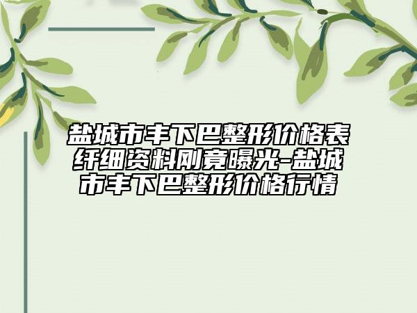 盐城市丰下巴整形价格表纤细资料刚竟曝光-盐城市丰下巴整形价格行情