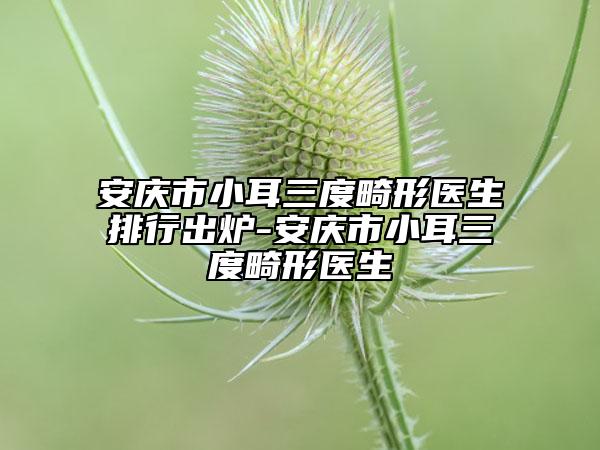 安庆市小耳三度畸形医生排行出炉-安庆市小耳三度畸形医生