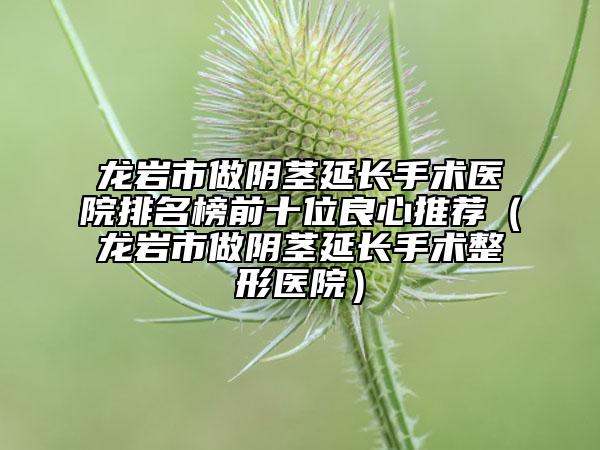 龙岩市做阴茎延长手术医院排名榜前十位良心推荐（龙岩市做阴茎延长手术整形医院）