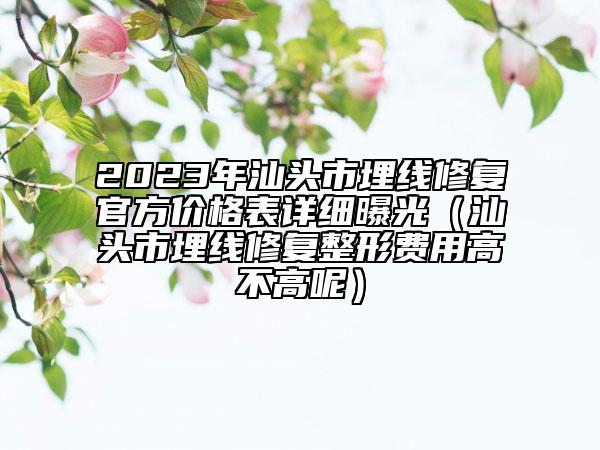 2023年汕头市埋线修复官方价格表详细曝光（汕头市埋线修复整形费用高不高呢）