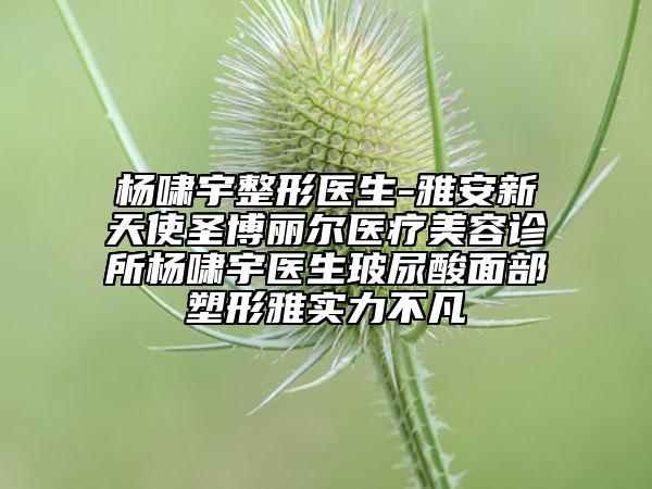 杨啸宇整形医生-雅安新天使圣博丽尔医疗美容诊所杨啸宇医生玻尿酸面部塑形雅实力不凡