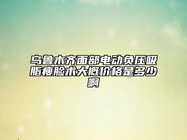 乌鲁木齐面部电动负压吸脂瘦脸术大概价格是多少啊