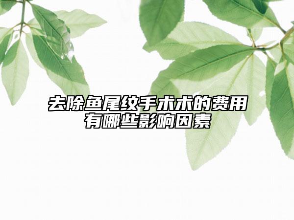 去除鱼尾纹手术术的费用有哪些影响因素