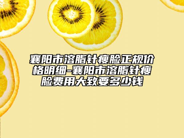 襄阳市溶脂针瘦脸正规价格明细-襄阳市溶脂针瘦脸费用大致要多少钱