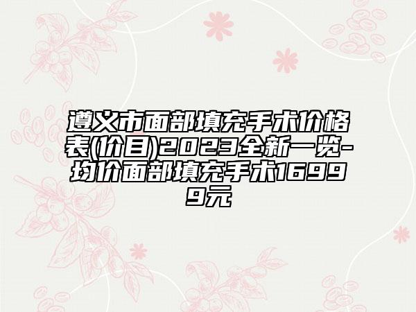 遵义市面部填充手术价格表(价目)2023全新一览-均价面部填充手术16999元