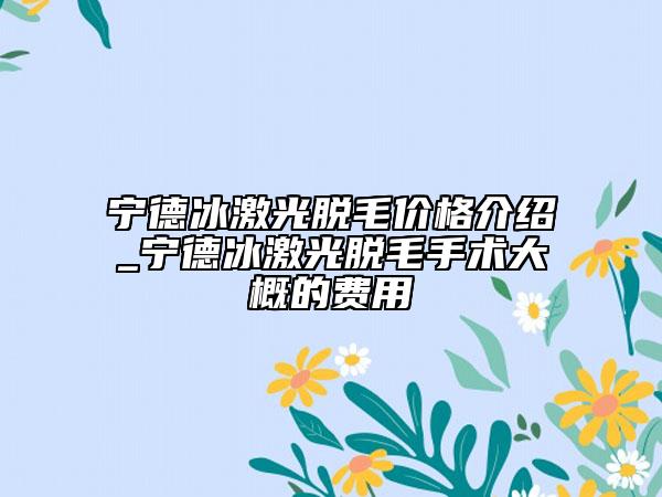 宁德冰激光脱毛价格介绍_宁德冰激光脱毛手术大概的费用