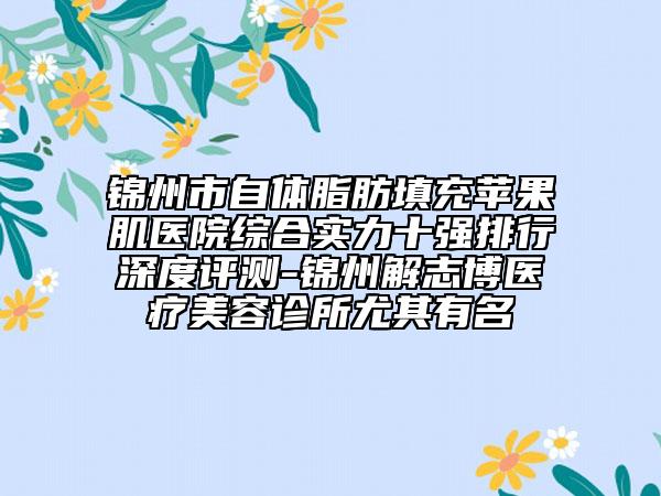 锦州市自体脂肪填充苹果肌医院综合实力十强排行深度评测-锦州解志博医疗美容诊所尤其有名