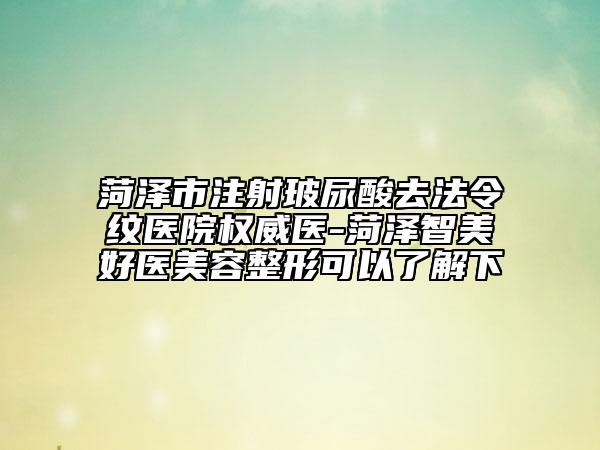 菏泽市注射玻尿酸去法令纹医院权威医-菏泽智美好医美容整形可以了解下