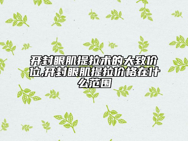 开封眼肌提拉术的大致价位,开封眼肌提拉价格在什么范围